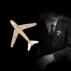 Crystal Airplane Brooch Pin Rhinestone Aircraft Lapel Pins and Brooches Men Suit Collar Needle Accessories