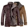 Windproof Fabulous Business Winter Jacket Faux Leather Winter Jacka Lapels för utomhus L220801
