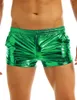 Męskie szorty męskie błyszczące metalowy niski wzrost elastycznej bokserki stadiów stadiów klubowych kostiumów pnia Rave Party Clubwea256i
