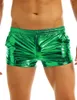 Mäns shorts herrar glänsande metallisk låg stigning elastisk midja boxare scen prestanda klubbkläder kostymstammar rave party clubwea238j