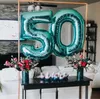 32inch Turquoise Foil Number Palloncini 0-9 Digital Air Globos Happy Birthday Party Decorations Bambini Candy Blue Big Helium Balls