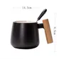 360 ml 12 oz Nordic New Design Einfache weiß-schwarze Keramik-Kaffeetasse mit Holzgriff Wasserbecher für Geschäftsgeschenk Modern JLE13972