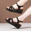 Women's Sandals Summer Fashion Wedge Sandals for Middle-Aged Mothers High Heel Soft Soled Fashion Sandal for Outer Wear 220423