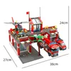 Blokkeert stad brandweerkazerne model bouw auto helikopter constructie brandweerman man vrachtwagenverlichting bakstenen speelgoed voor kinderen jochie A220826