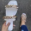 Slippers Women Shoes Fashion Square Toe Flat Diamond Summer Outdoor Leather Casual Sandals Slides Large Size Wholesale