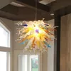 Multi Color Light Fixture High Hanging Lamp Hand Blown Glass Chandelier for Bar LED Home Lights Living Room Decor 28 by 20 Inches
