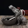 Ermakova Hippopotamus хранения коробки статуя креативная бегемота фигурка скульптура ключ контейнер контейнер домашнего стола украшения подарок 220329
