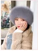 Real Fox Fur Hat Women Winter Warm Wool Beanie Cap Pink Black Grey White