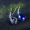 Dangle Lustre Mode Or Blanc Topaze Boucles D'oreilles Pour Femmes De Luxe Femme Argent Boucle D'oreille Bleu Royal Pierres Précieuses Bijoux En Gros