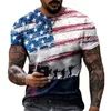 패션 아메리카 플래그 3D 프린트 남성 T 셔츠 대형 남성 TSHIRT 여름 짧은 소매 통기성 피트니스 옷 탑 티스 6XL 220607