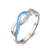 REAL 925 Sterling Silver Promise Rings Blue Opal Stones Rhodium مطلي بالمجوهرات خاتم الخطوبة للزوجة 6110187