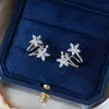 Backs Earrings Clip-on & Screw Back Elegant No Pierced Ears Flower Earring Transparent Zircon Ear Bone Clip For Women Charm Wedding