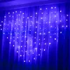 Strängar 2x1,5 m led Fairy Heart Garland Wedding Party Christmas String Lights 128LEDS EU AC220V Gardinfönster Eaves Isicle Lighsled