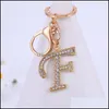 Модные аксессуары для ключей 26 Alphabet Letter Keyfob Jewelry для женщин девочки простой Bling Crystal Keyring Phone b dhy9f