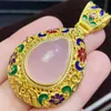 Lockets Natural Real Rose Quartz Lüks Büyük Kolye Kolye Takı Başına 11ct Taş 925 STERLING Gümüş Q28285