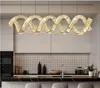 Lustres LED de luxe modernes pendentif lumières vague acier Lustre lampe en cristal Table à manger suspendre lampe intérieure goutte luminaires297I