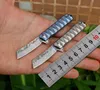 Liten Flipper Damascus Folding Knife VG10 Damascus Steel Blade TC4 Titanium Alloy Handle Mini Pocket EDC Necklace Knives