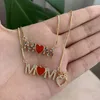 Top Quality Copper Cubic Zirconia Heart Necklace Pendant For Mom Long Snake Chain Jewelry Gift For Mother's Day Y220421