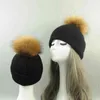 Vinterhattar mamma och barn beanie set kvinnor småbarn barn baby pojke flicka varm keps kashmir stickad beanie hatt vuxna barn kepsar j220722