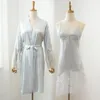 Vêtements de nuit pour femmes Kimono Peignoir Robe Femmes Robe Sexy Perspective Soie Rayonne Chemise de Nuit Lâche Maison Dressing Lingerie Intime