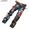 New men jeans American style 100% cotton denim hip hop patchwork of national flag fashion jeans men 597 T200614