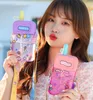 Creative cartoon cute mobile phone Water Bottles straw water cup send stickers children adult female college students