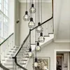 Stair Long Pendant Lamp Modern Minimalist Duplex Building American Retro Nordic Industrial Style Creative Apartment Chandelier