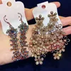 American European New Earrings Style Chandelier Gold Color Studded Czech Diamond Pattern Long Tassel Big Mixed Batch Retro Women