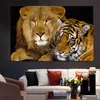 Svartvit Tiger Affisch HD Print Wild Animal Canvas Måla Leopard och Lion Bilder för vardagsrum Hem Inredning Väggmålning