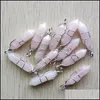 Charms sieraden bevindingen componenten diverse natuursteen roze kwarts handgemaakte ijzeren draad hangers punt zeshoekige pil dhqom