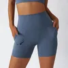 Short courant Summer Gym Workout Yoga Femmes Nude No Tine Fitness Fitness rapide Dry Terre High Pocket Pocket Sports Shortsrunning
