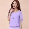 Women's Blouses & Shirts Store Fashion O-Neck Spliced Gauze Butterfly Sleeve Oversized Chiffon Blouse Summer Casual Pullovers Loose Commute