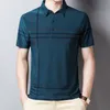 Ymwmhu moda magro homens polo camisa preta manga curta verão camisa fina streetwear listrado masculino polo camisa para roupas coreanas 220706