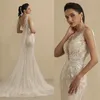 Charming Glittler Champange Mermaid Wedding Dress 2022 Bride Sheer Jewel Decoe