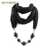 Pendant Necklaces Fashion Designer Scarf Ethnic Chiffon Solid Collar Tassel Gorgeous Beaded Pendants Jewelry Necklace Women Shawl ScarvesPen