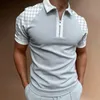 Style haute qualité hommes polos décontracté Patchwork Homme chemise à manches courtes rabattre fermeture éclair col 220614