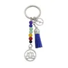 Pedra de cristal natural Chaveiro Pingente Chakra Stones Lotus Tassel Keyring Reiki Cura Ioga Decoração de Bagagem Acessórios 12cm