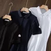 Robe de styliste à col Polo pour femmes, nouvelle couleur Pure blanc/noir/bleu, taille Sport, Slim, T-shirt et jupe d'été en coton