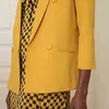 Duas peças femininas conjuntos de vestidos de tipóia blazer amarelo fêmeas trajes de trajes de vestido com saia elegante conjuntos de vestidos T220729