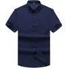 Été grande taille 12XL 10XL 14XL 160kg hommes chemise à manches courtes violet noir bleu marine affaires formelle bureau robe de mariée chemise 220521