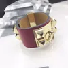 Bracelet en cuir véritable à rivets de haute qualité pour femmes, cuir lisse, 6689361