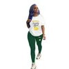 RETAIL 2023 DESIGNER Women Tracksuits 2 Piece Pants Set Jogger Set Fashion Casual Clothes Printed Short Sleeve Pants Suits