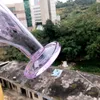 Bongações roxas de vidro roxo de 14 polegadas com tigelas Reciclador de água dupla perc fêmea de 14 mm tubos de fumantes