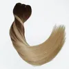 120gram Virgin Remy Balayage Hair Clip In Extensions Ombre Medium Brown till Ash Blonde Highlights Real Human Hair Extensions188Q