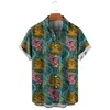 Casual shirts voor heren mode heren Hawaii masker kunstplant Leaf korte mouw shirt polynesië grafisch strand tops ropa hombremen's