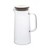 1200ML/1700ML Thickened Glass Pot Cup water Coffee drink milk jug teapot With cover handle Heat resistant Insulation transparent 220329