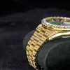 MISSFOX Grünes Zifferblatt Diamant-Armbanduhr Mann Luxus klassischen Stil Herrenuhr Junge Outdoor Hiphop Quarz Herrenuhr Mode