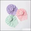 Caps Hats Accessories Baby Kids Maternity Newborn Baby Knot Turban Hat Knotted Twist Head Wrap Soft Cotton Hollow Donut Headband Dhwab