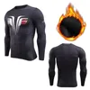 Vêtements de gymnastique Chemise d'hiver en velours Hommes Sport T-shirts Compression Fitness Pull Crossfit Jersey Running Tops Rashgard T-shirts chauds pour Winte