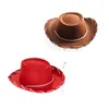 Детские береты, коричнево-красная фетровая ковбойская шляпа Woody, регулируемая ковбойская шляпа в стиле вестерн с большими полями, Oliv22310r